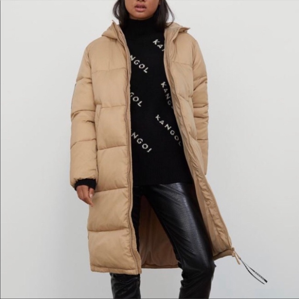 NWT Kangol x H&M Light Beige Long Puffer Jacket - Picture 11 of 16